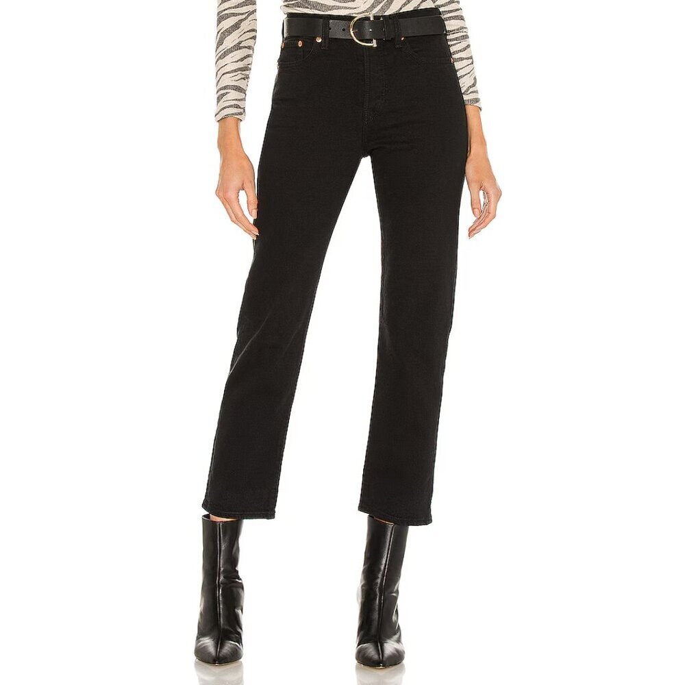 Levi's Women's Black Wedgie Straight Ankle Jeans - Size 25